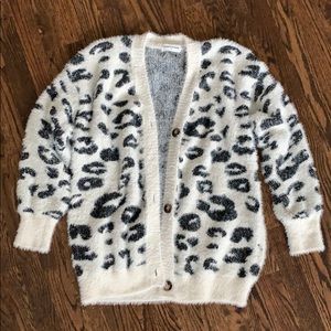 Leopard print cardigan sweater